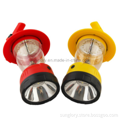 Portable&Rechargeable LED Camping Lantern, Hand Crank Solar Lantern for Mobile Phone Charger